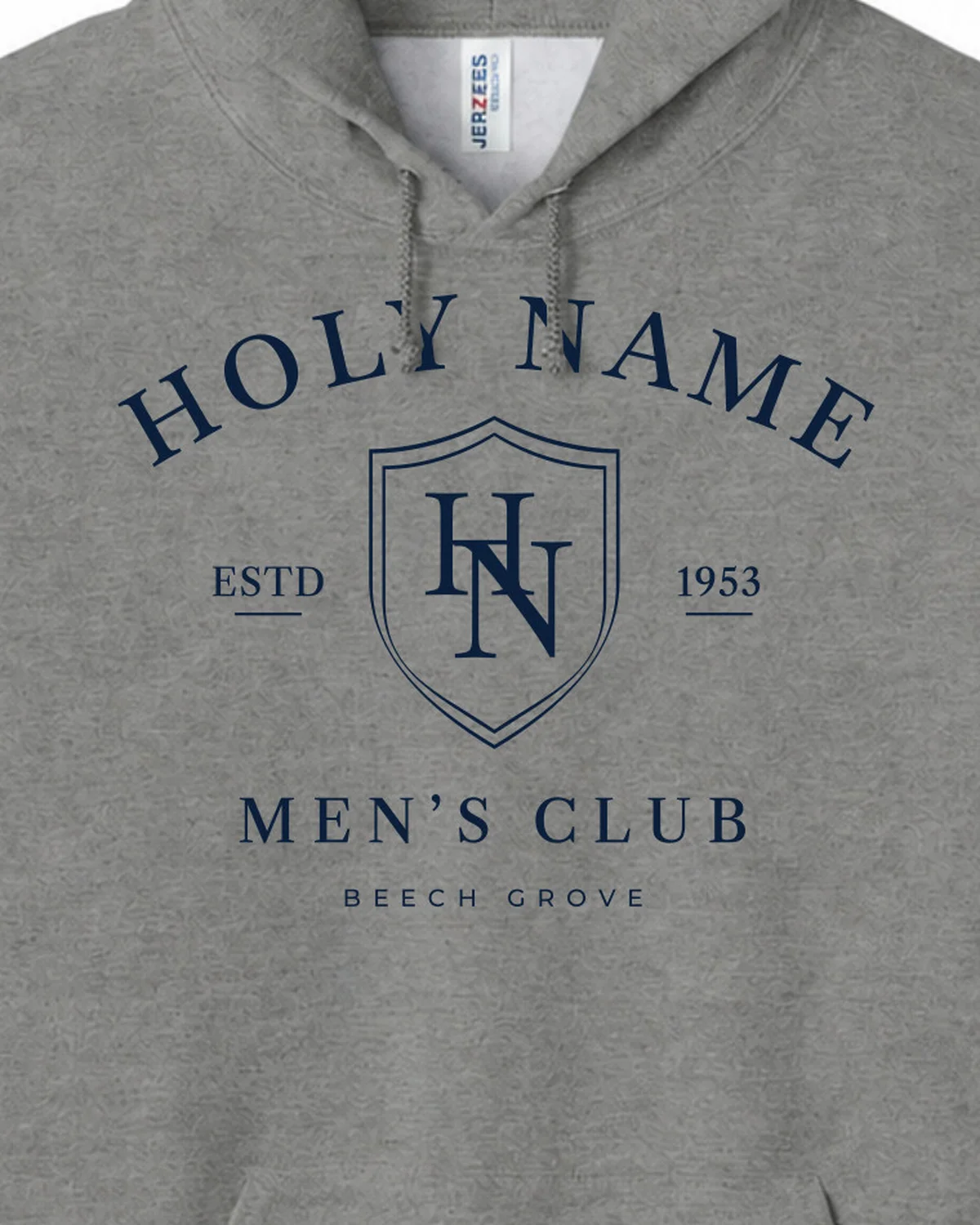 Club Pullover Hoodie, Oxford Gray, crest detail