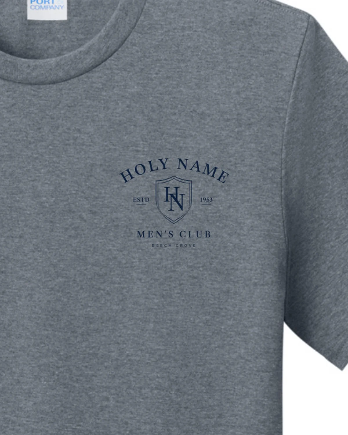 Club Tri-Blend Tee, Graphite Heather, crest detail